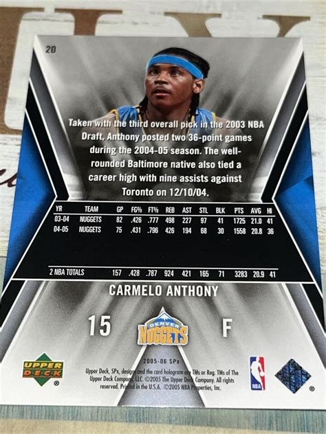 Carmelo Anthony Upper Deck Spx Denver Nuggets Ebay