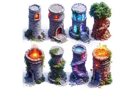 Mage Towers Set Of Video Games Assets Sprite Sheet 1