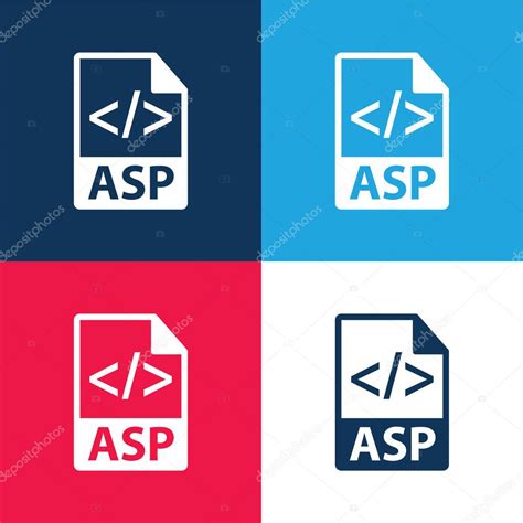 Asp Formato De Archivo Símbolo Azul Y Rojo Conjunto De Iconos Mínimo De