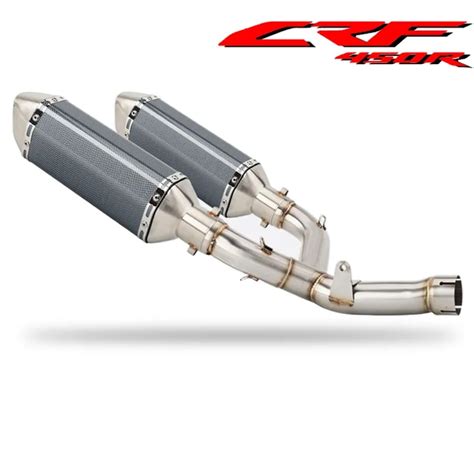 CRF450R RX Slip On Motorcycle Exhaust Middle Link Pipe Dual Exit Under