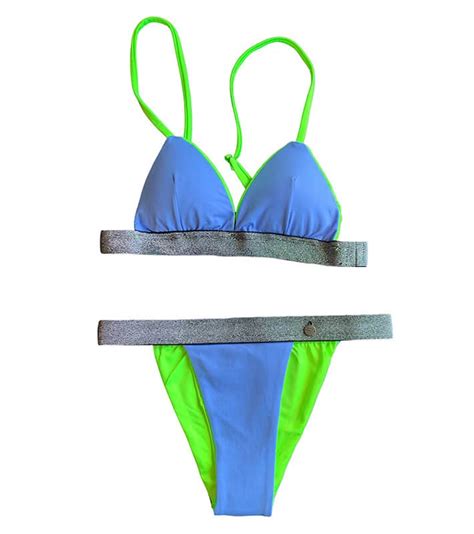 Bikini Lurex Azul N Verde Fl Or Braguita Brasile A Pink Pomelo