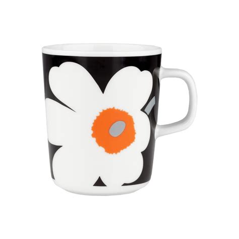 Marimekko Unikko Mok Zwart Orange Deense Dingen