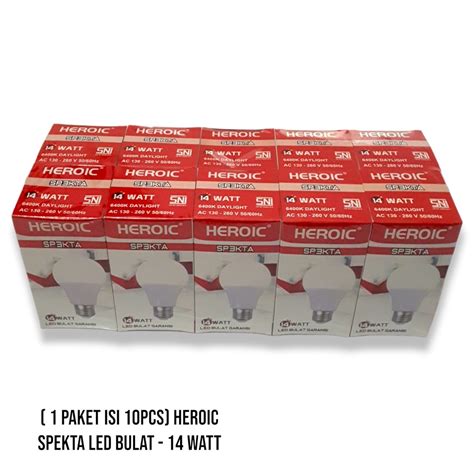 Jual Lampu Led 14 Watt Heroic Spekta Bulb Paket Isi 10 Pcs Shopee