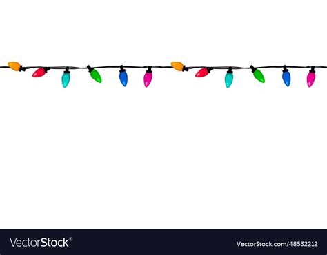 Christmas lights border isolated on white Vector Image