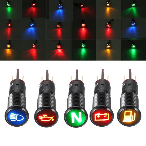 Buy 12 24v Metal 14mm Led Dash Panel Warning Pilot Light Bulb Indicator Car