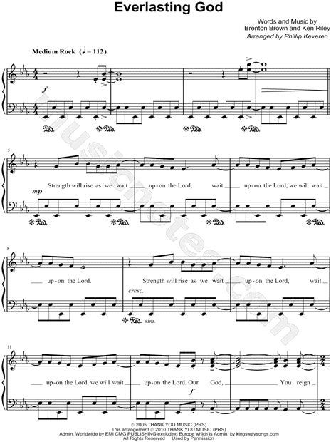 Chris Tomlin Everlasting God Sheet Music In Eb Major Transposable Download And Print Sku