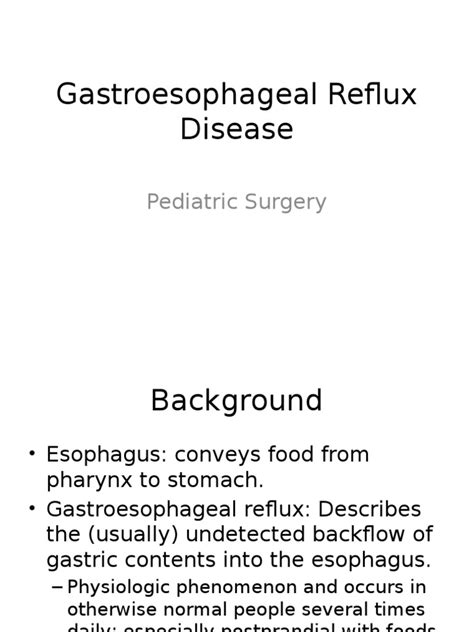 Pediatric Gastroesophageal Reflux Disease A Comprehensive Review Of