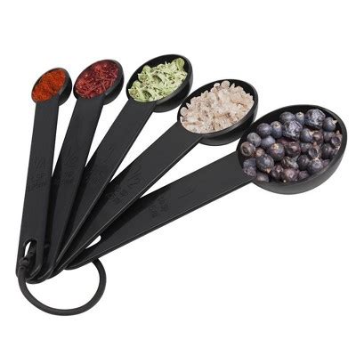 Nutrichef 5-piece Plastic Measuring Spoons Set - Heavy Duty Round Shaped Classic Kitchen ...