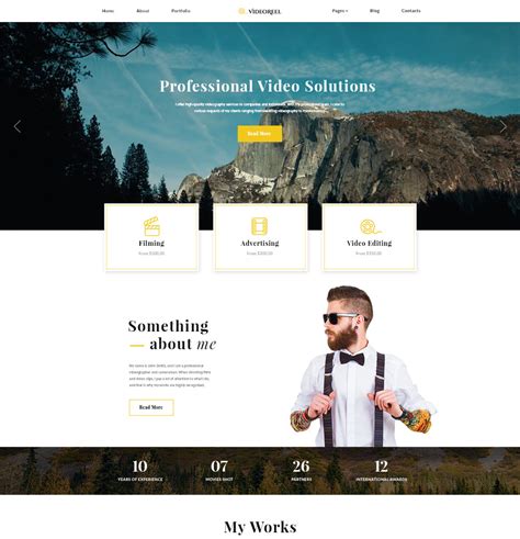 VideoReel Modello Di Sito Web Multipagina Per Videografo