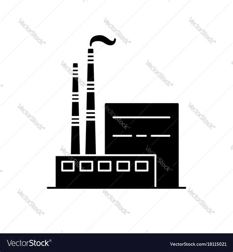 Coal power plant silhouette icon in flat style Vector Image