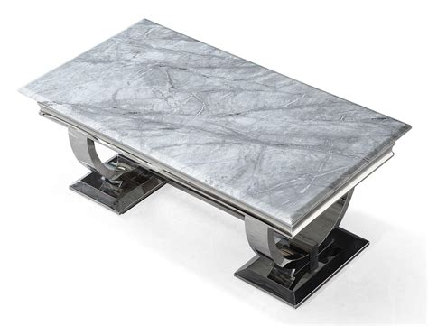 Glacier Grey Marble And Chrome Coffee Table Cfs Uk