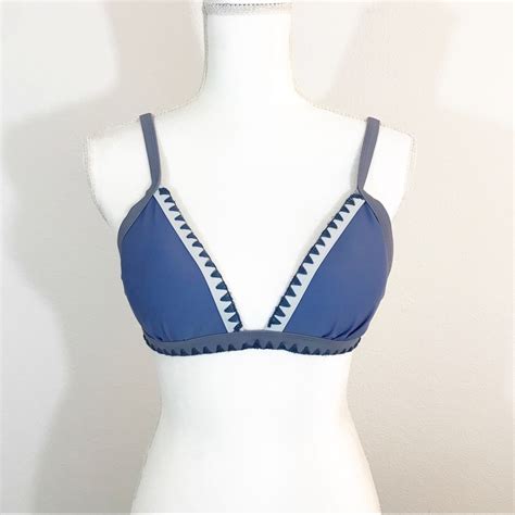 Damsel Triangle Bikini Top Blue And Grey Tones Gem