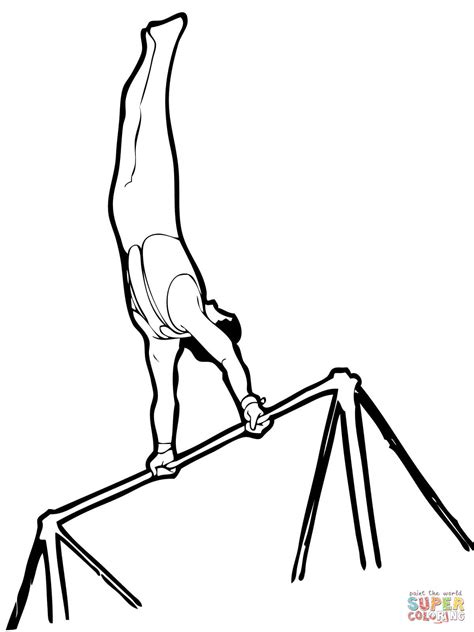 Artistic Gymnastics Horizontal Bar Coloring Page Free Printable