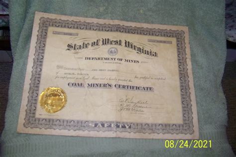 vintage paper certificate {coal miners certificate-west virginia} - Stocks & Bonds, Scripophily