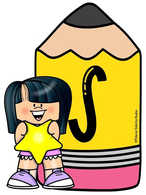 A Girl Standing Next To A Giant Pencil With The Letter J On It S Side