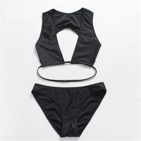 Aliexpress Buy Black White Bikini Sexy Swimwear Women Hot High Cut Swimwear Bathing Suits