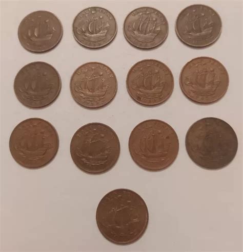 Queen Elizabeth Half Penny Coins And Various