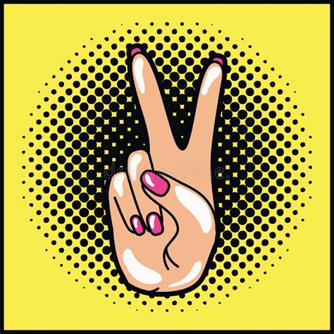 Hand With Peace Sign And Love Pop Art Stock Vector Illustration Of