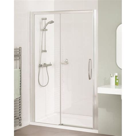 Lakes Classic Low Threshold Semi Frameless Silver Slider Door Mm