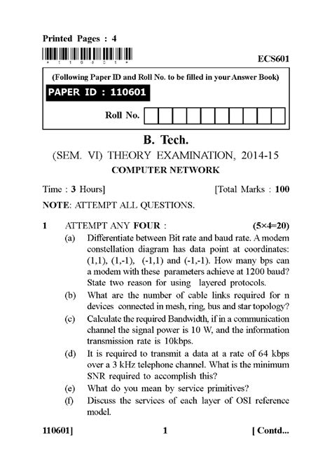 Cn Previous Year Computer Network Paper B Tech Studocu