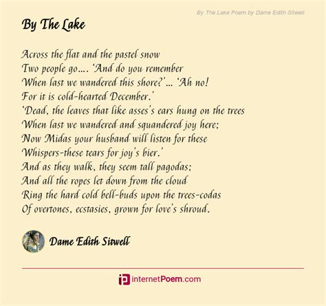 By The Lake Poem By Dame Edith Sitwell