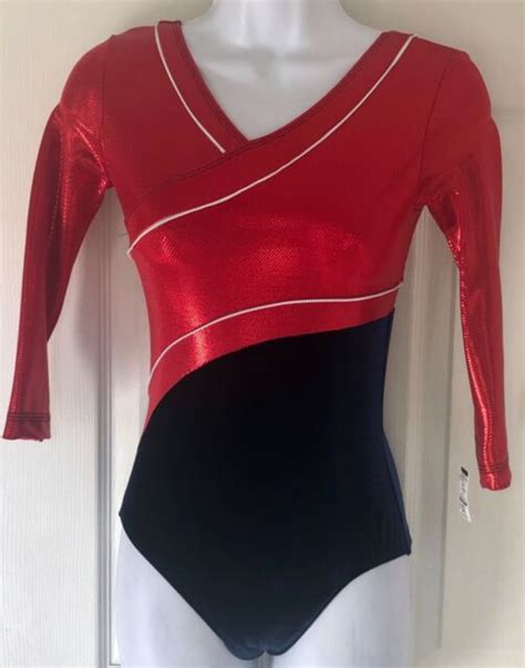 Gk Red Shimmer Ladies Small 3 4slv Royal Velvet Gymnastics Dance