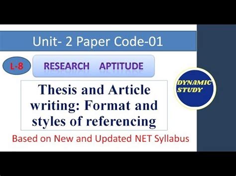 Thesis And Article Writing Format And Styles Of Referencing Video