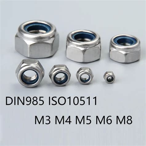 50PCS Lot DIN985 ISO10511 M3 M4 M5 M6 M8 304 Stainless Steel