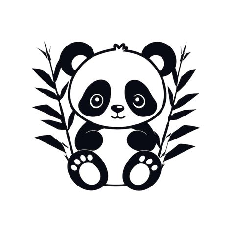 Panda Fofo De Vetor Livre Bambu Vetor Premium