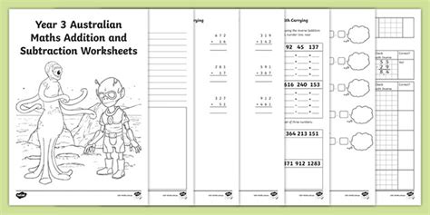 Addition Subtraction Australian Year 3 Maths Worksheets