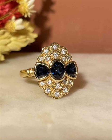 Bague Style Art Deco Saphirs Diamants Elsa