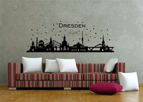 Wandtattoo Skyline Dresden By Night Wandtattooladen De