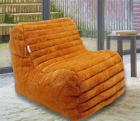 Buy Stripes Fur Bean Bag Chairs With Bean Couch Sofa Tan Brown Xxxl