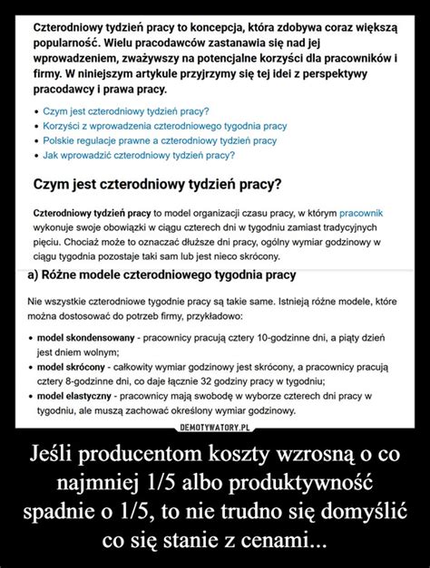 Je Li Producentom Koszty Wzrosn O Co Najmniej Albo Produktywno