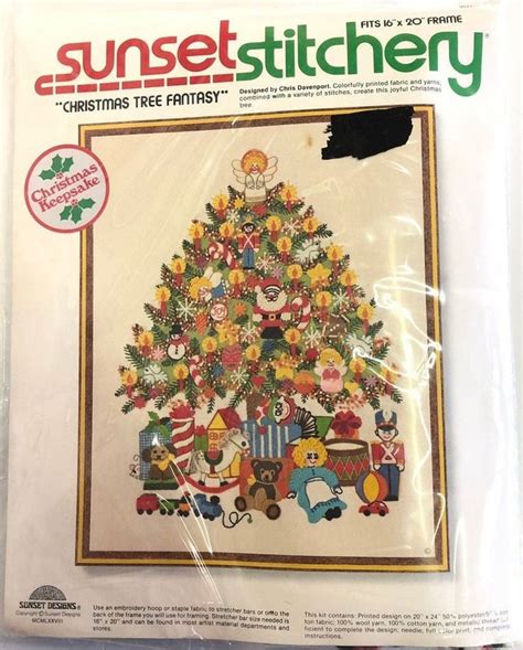 Sunset Stitchery Christmas Tree Fantasy Crewel Embroidery Kit Etsy