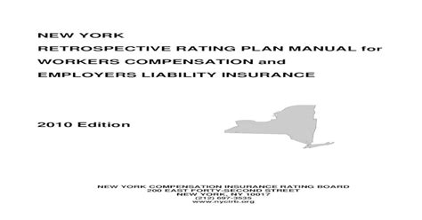 NEW YORK RETROSPECTIVE RATING PLAN MANUAL For Nycirb Org Pdfmanuals