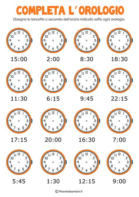 L Orologio Schede Didattiche Per La Scuola Primaria Orologio Scuola