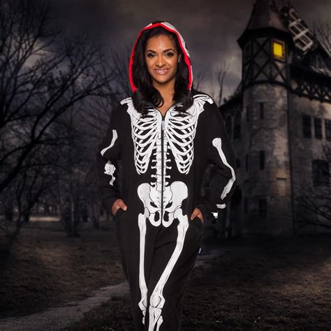 Glow In The Dark Skeleton Adult Onesie Halloween Costume Plush One