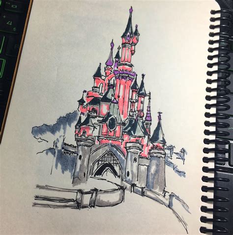 My drawing of Disneyland Castle : r/drawing