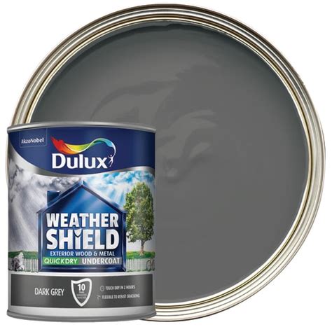 Dulux Weathershield Quick Dry Undercoat Paint Dark Grey 750ml Uk