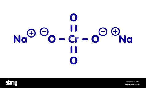 Sodium chromate, chemical structure. Blue skeletal formula on white ...