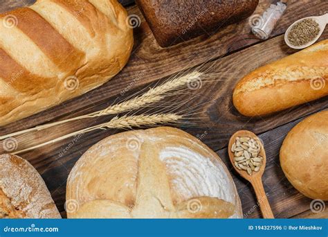 Lots Of Loaves Of Fresh Bread And Different Ingredients Bread And