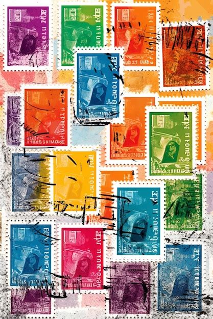 Premium AI Image A Close Up Of A Bunch Of Stamps With Different