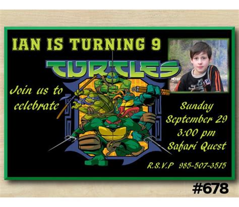 TMNT Birthday Invitation with Photo, Birthday custom invitation