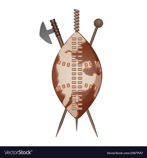 Zulu Shield Ethnic African Weapon Club And Spear Vector Image