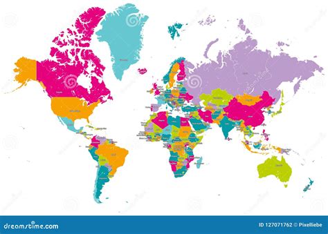 De Vector Van De Wereldkaart Met Landen Vector Illustratie