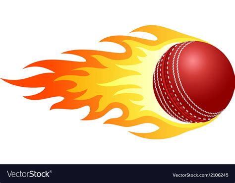 Flaming cricket ball Royalty Free Vector Image