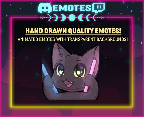 Animated Black Cat Rave Twitch Emote Funny Black Cat Emote Etsy