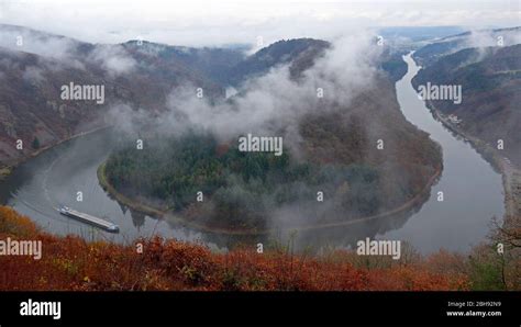 The Saarschleife River Loop Near Mettlach Orscholz Hi Res Stock