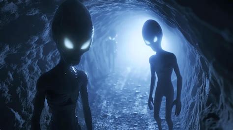 Premium Photo An Image Of Three Aliens Walking Through A Dark Cave